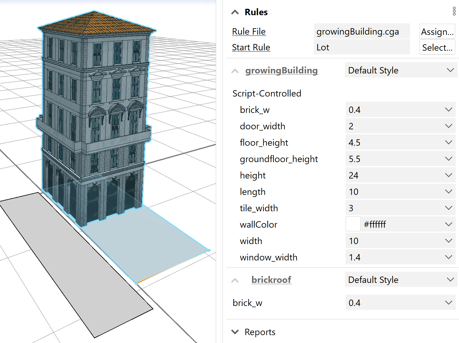 Building generated with unmodified attributes Building generated with unmodified attributes