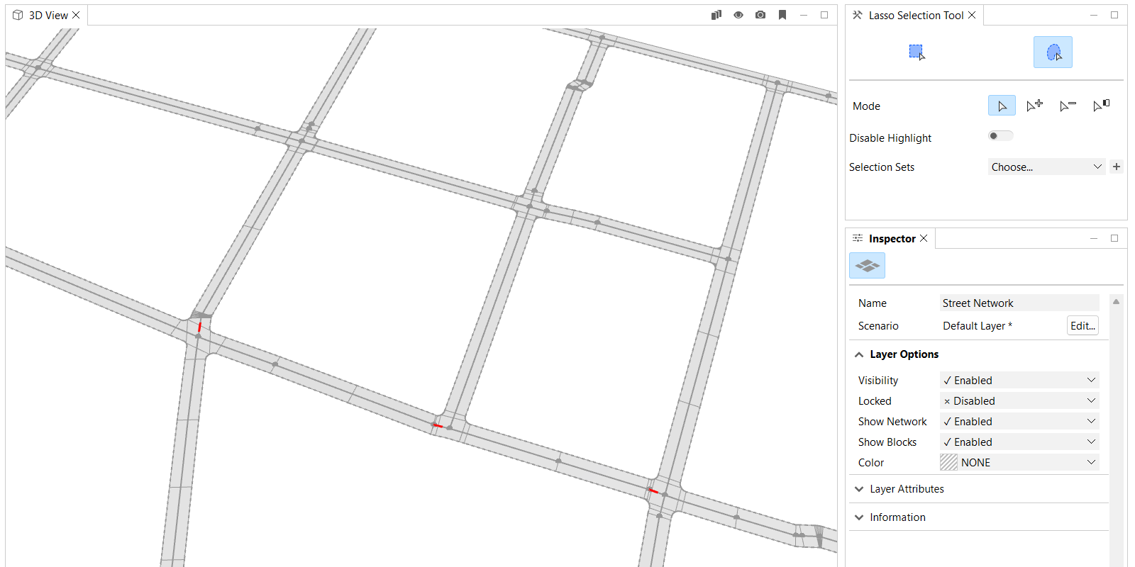 Scene with only shapes and street networks visible Scene with only shapes and street networks visible