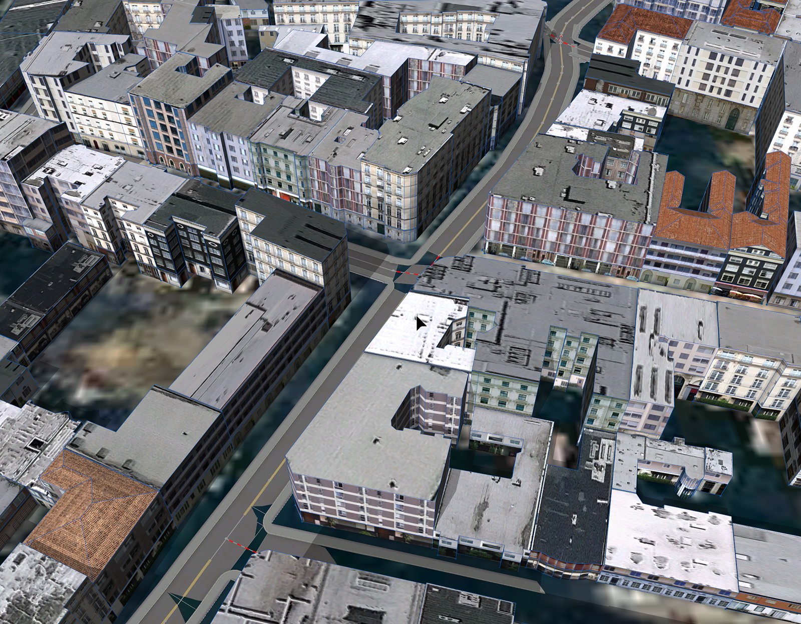 Buildings with realistic facades Buildings with realistic facades