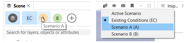 Switch to Scenario A in the Scene Editor and Viewport Switch to Scenario A in the Scene Editor and Viewport