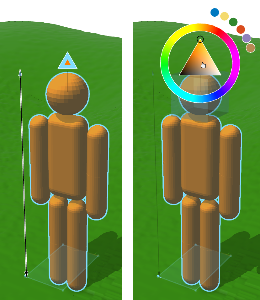 Model with color handles Model with color handles