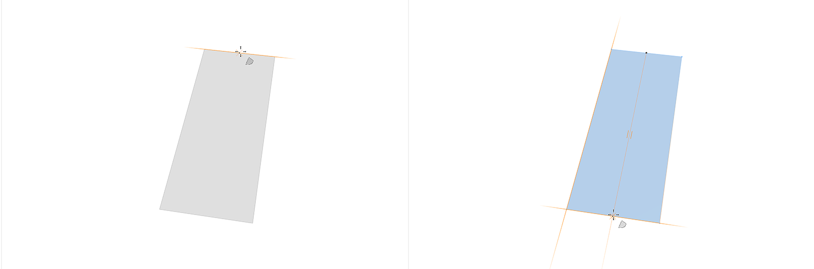 Parcel before and after split Parcel before and after split