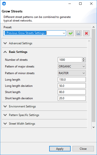 Grow streets dialog Grow streets dialog