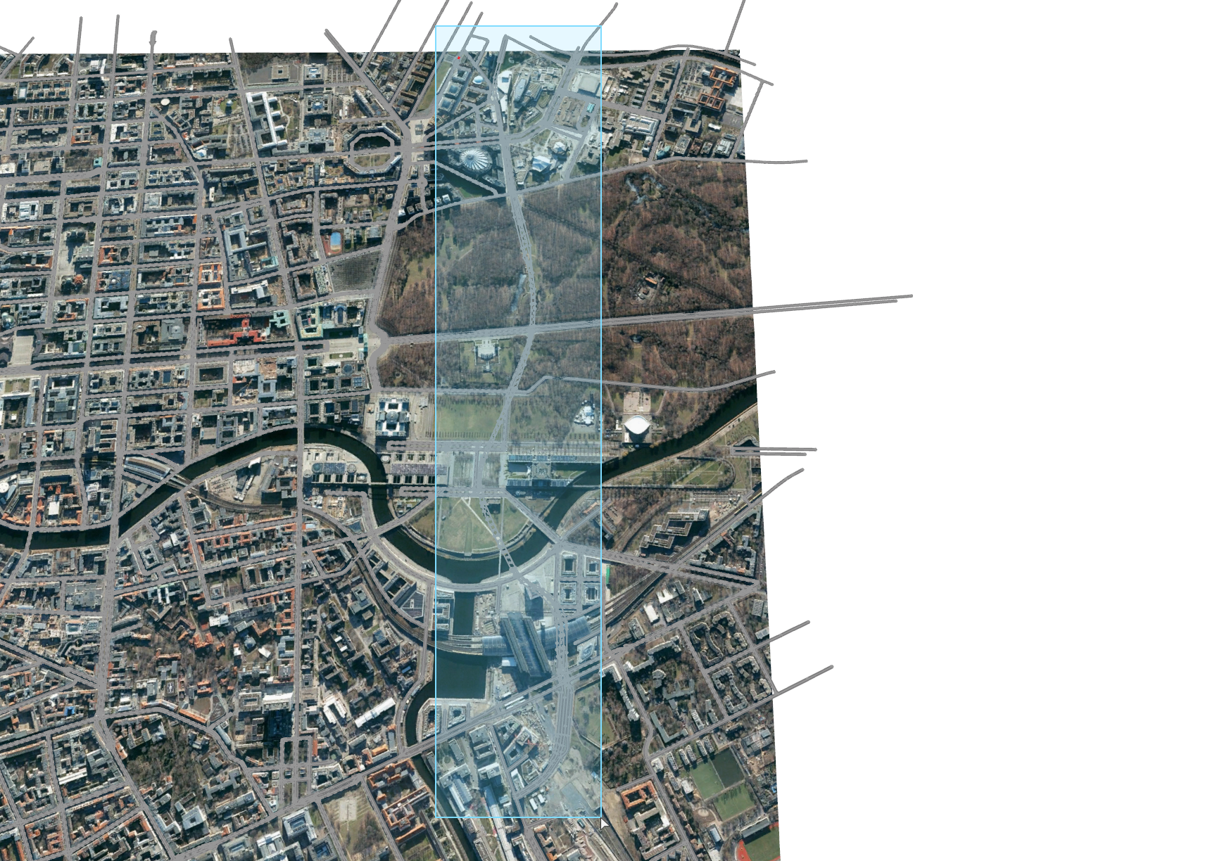 Selected streets to hide as tunnel Selected streets to hide as tunnel