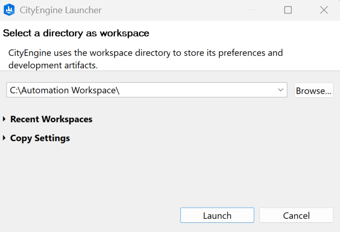 Workspace directory Workspace directory
