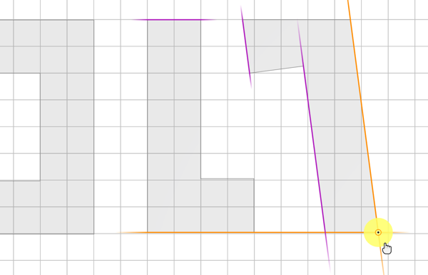 Vertex moved to snap at intersection of guides Vertex moved to snap at intersection of guides