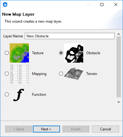 New Map Layer dialog box New Map Layer dialog box