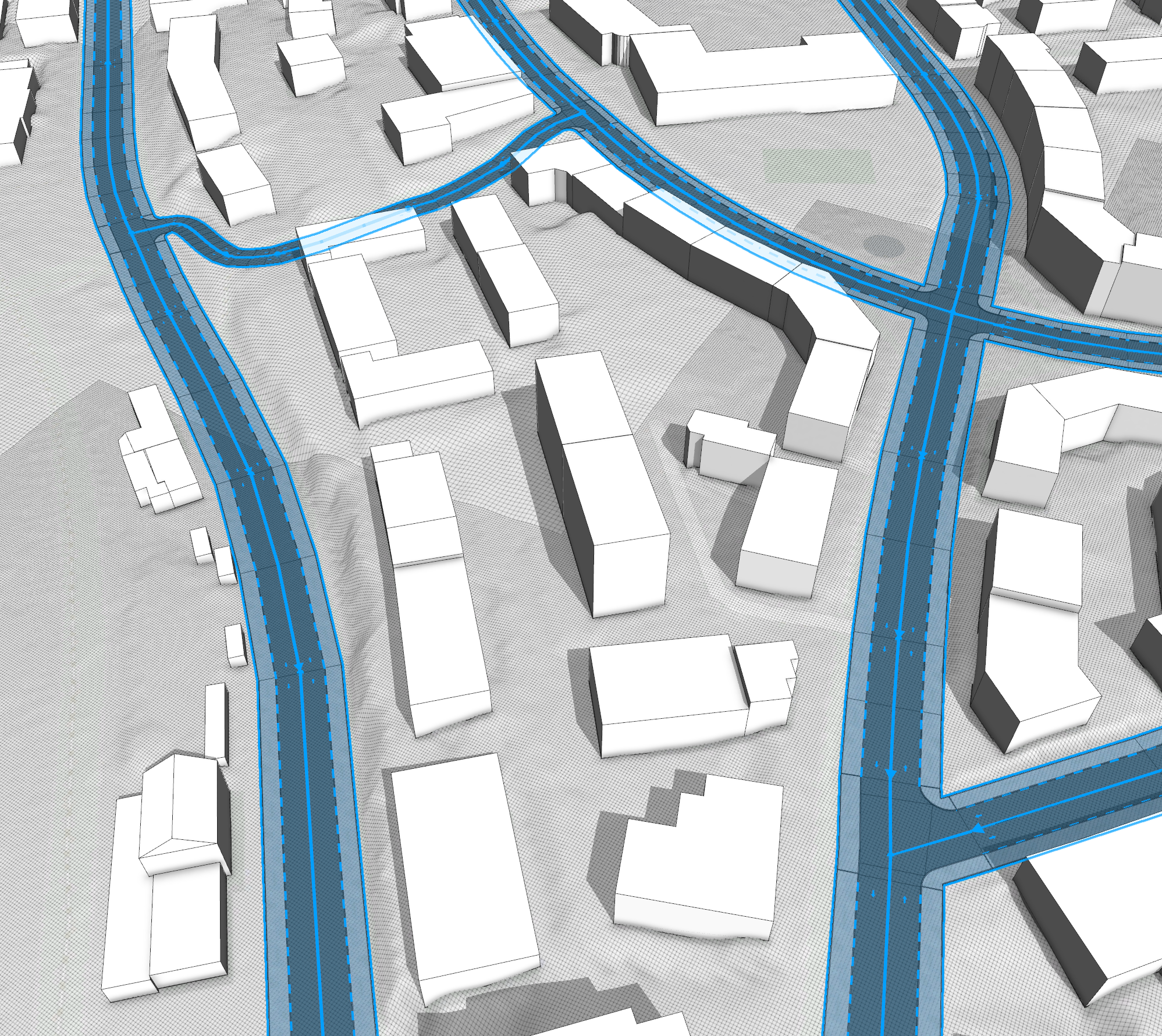 Terrain aligned to streets Terrain aligned to streets