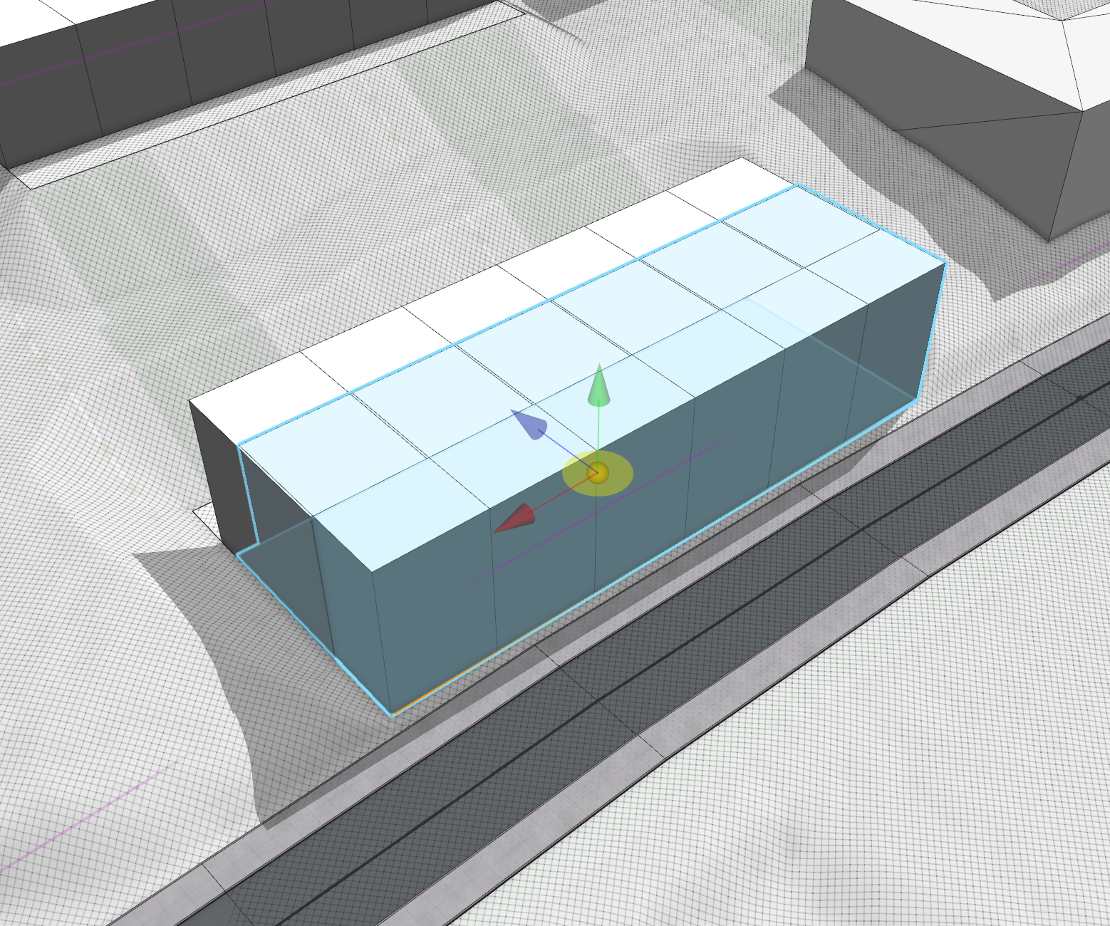 Terrain flattened to match the street level Terrain flattened to match the street level