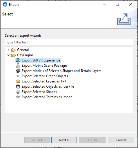Export dialog box Export dialog box