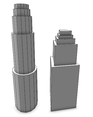 Cylinder asset compared to implicit cube Cylinder asset compared to implicit cube