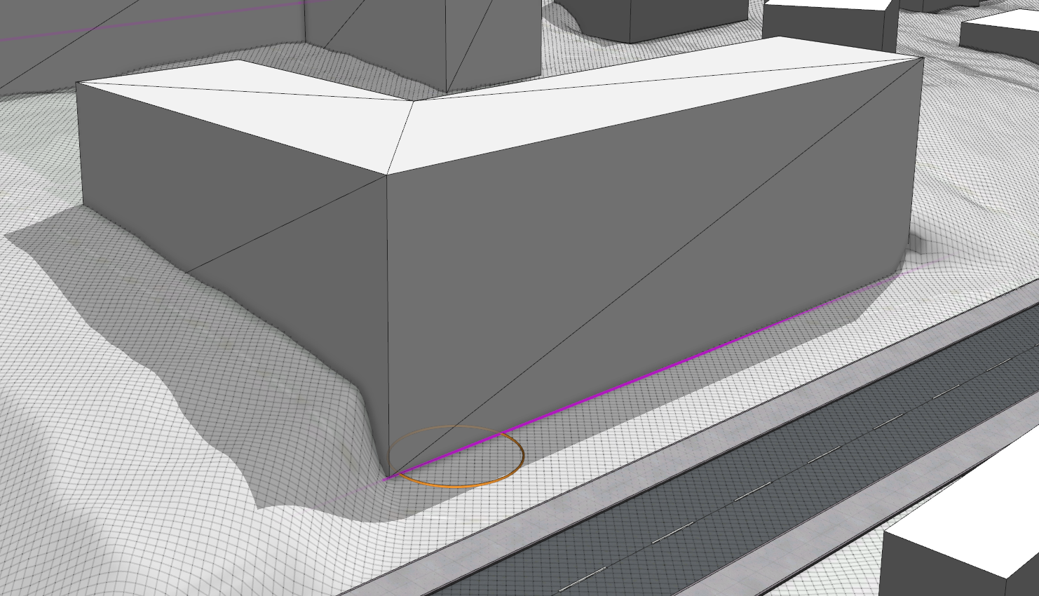 Terrain height edited to street level Terrain height edited to street level