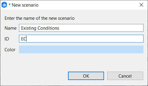New scenario dialog box New scenario dialog box