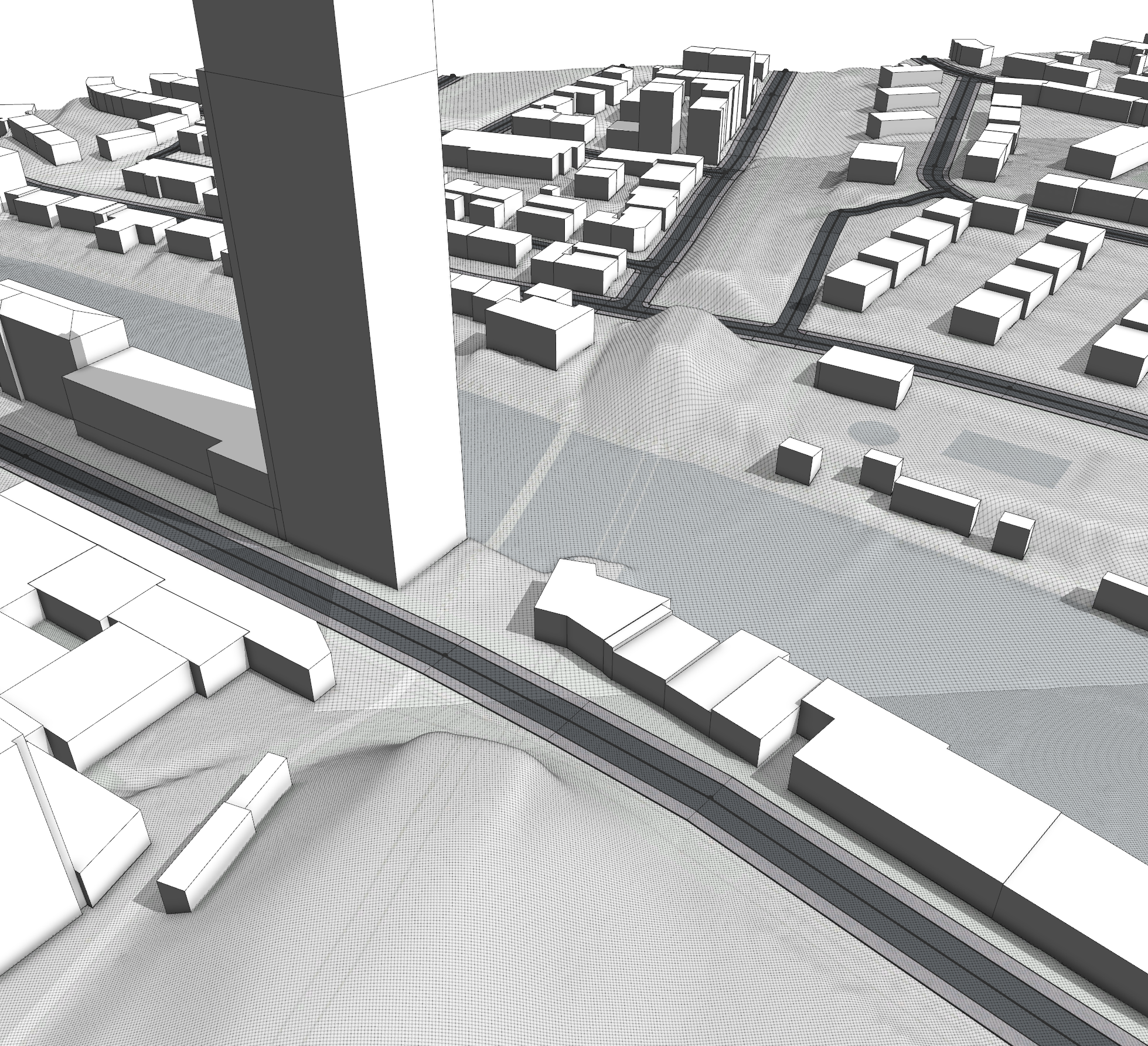Terran with street missing crossing river Terran with street missing crossing river