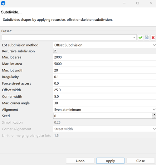 Subdivide parameters Subdivide parameters