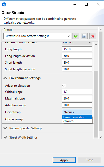 Grow Streets and Terrain elevation Grow Streets and Terrain elevation