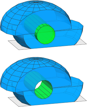 Boolean half spheres subtract