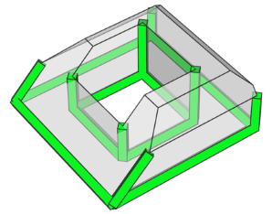 Selects all edges with shared vertices colored cubes