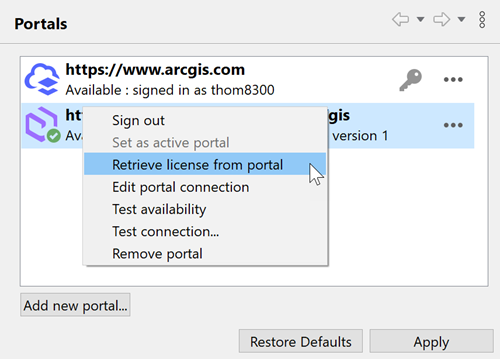 Retrieve license from portal