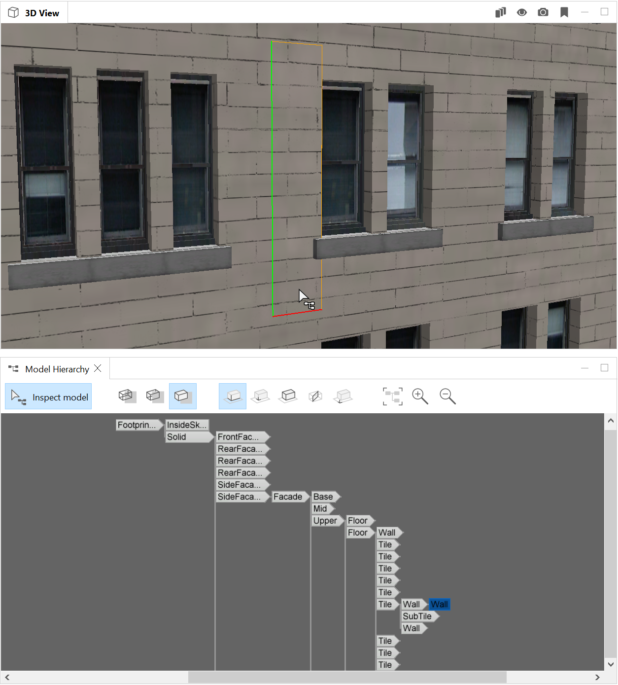 Model selected in Viewport and shown in Model Hierarchy.