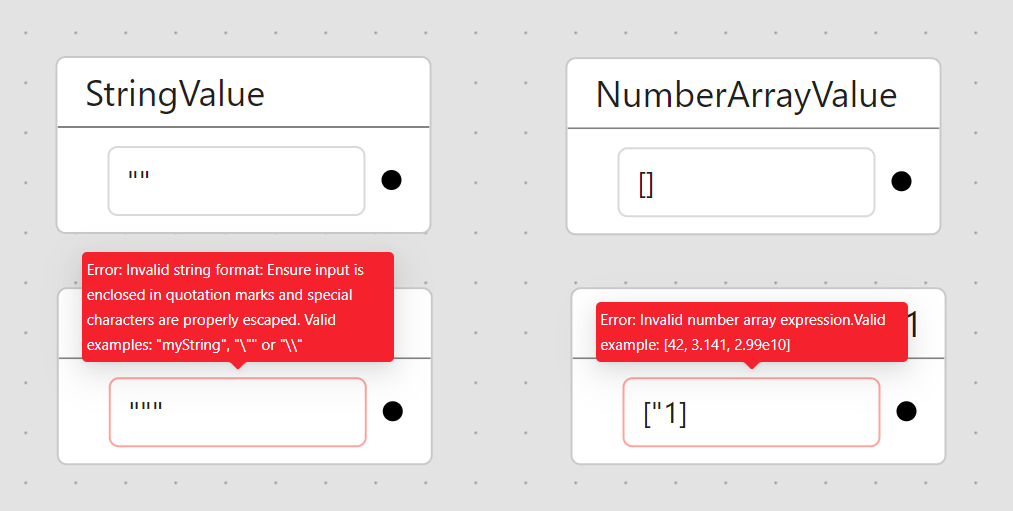 Input node errors