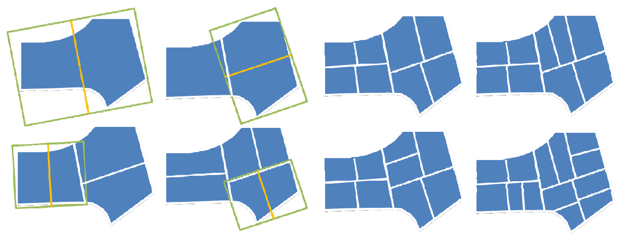 Successive steps of the recursive OBB algorithm