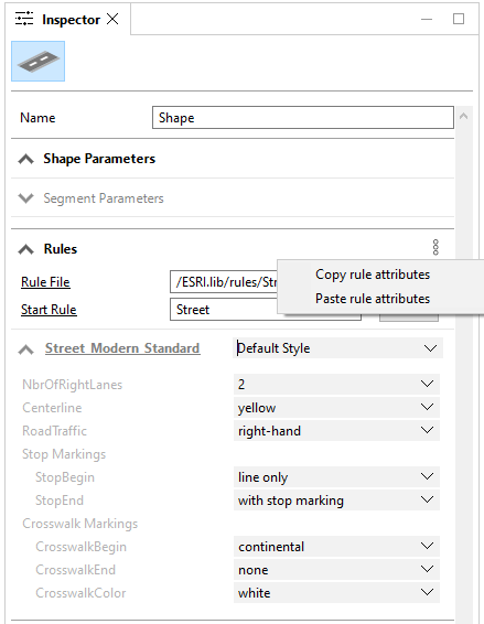 Copy and paste rule attributes