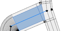A street shape selected in the viewport