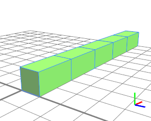 Repeat split with scope filled by 5 cubes of length 2