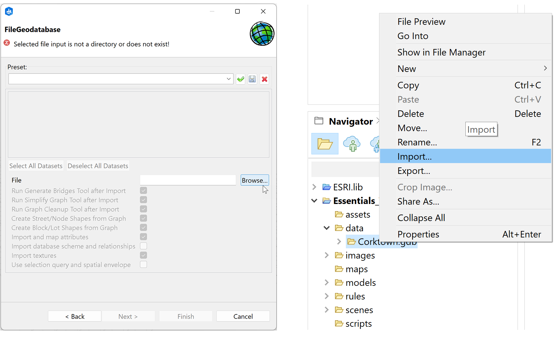 FileGDB dialog box