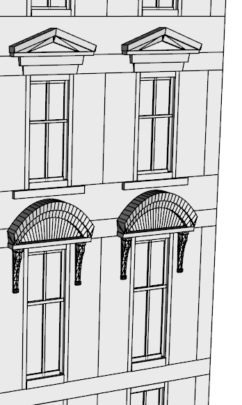 Generated window ornament round with side pillars