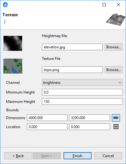 Terrain dialog box