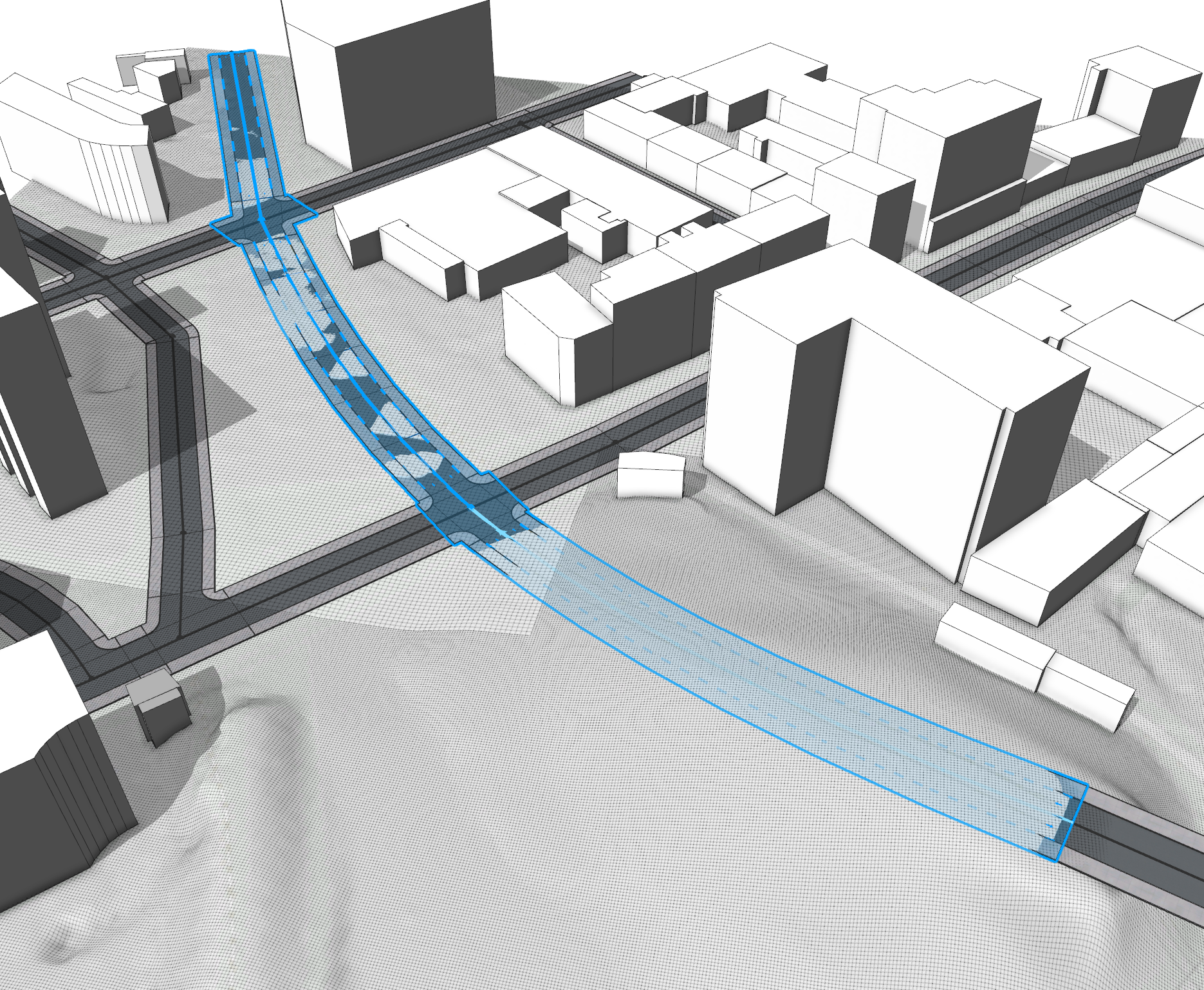 Parts of the street after the bridge selected