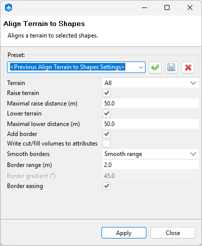 Using the Align terrain to shapes tool to fix overlapping streets