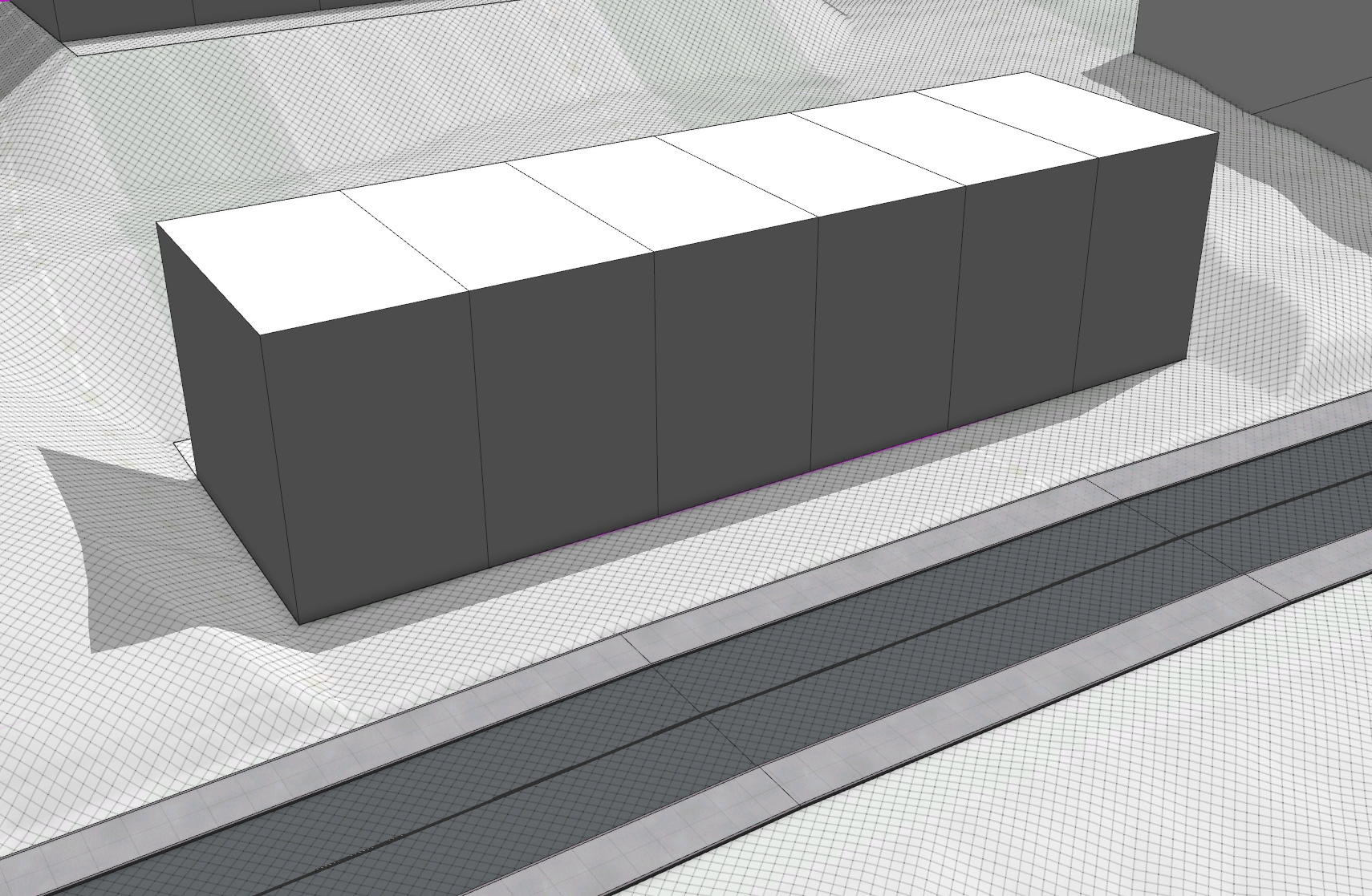 Shape with terrain flattened