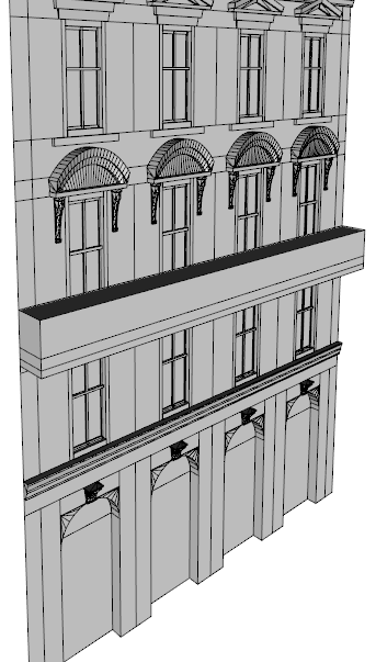 Balcony showing beams, floor, and railing box