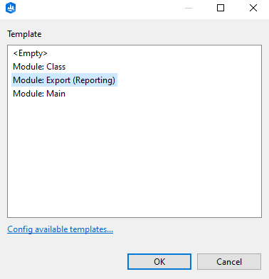 Python template dialog box