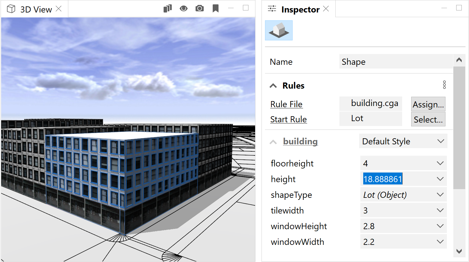 Building with random height value of 18.35