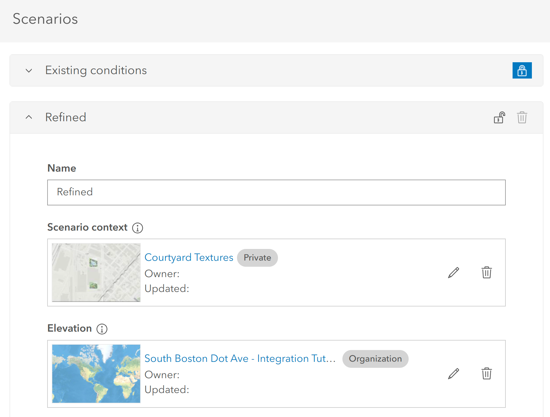 ArcGIS Urban scenarios dialog box