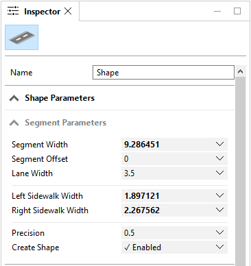 Inspector Segment parameters