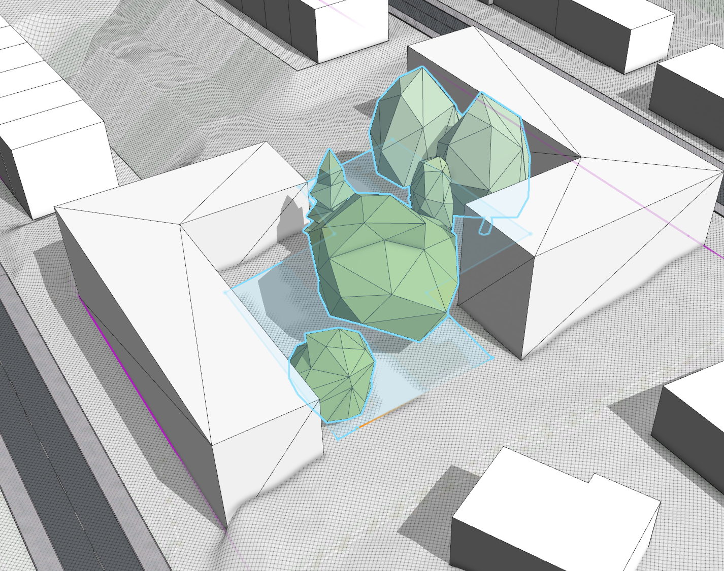 Trees placed randomly with size, type, and position