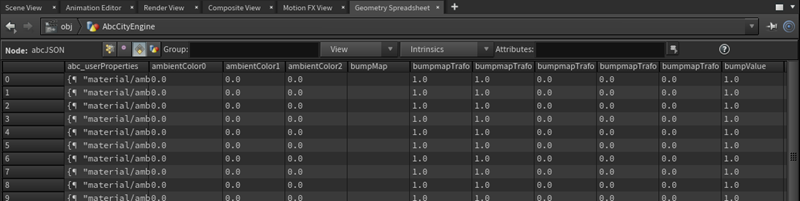 Geometry spreadsheet JSON