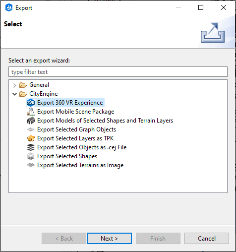 Export dialog box