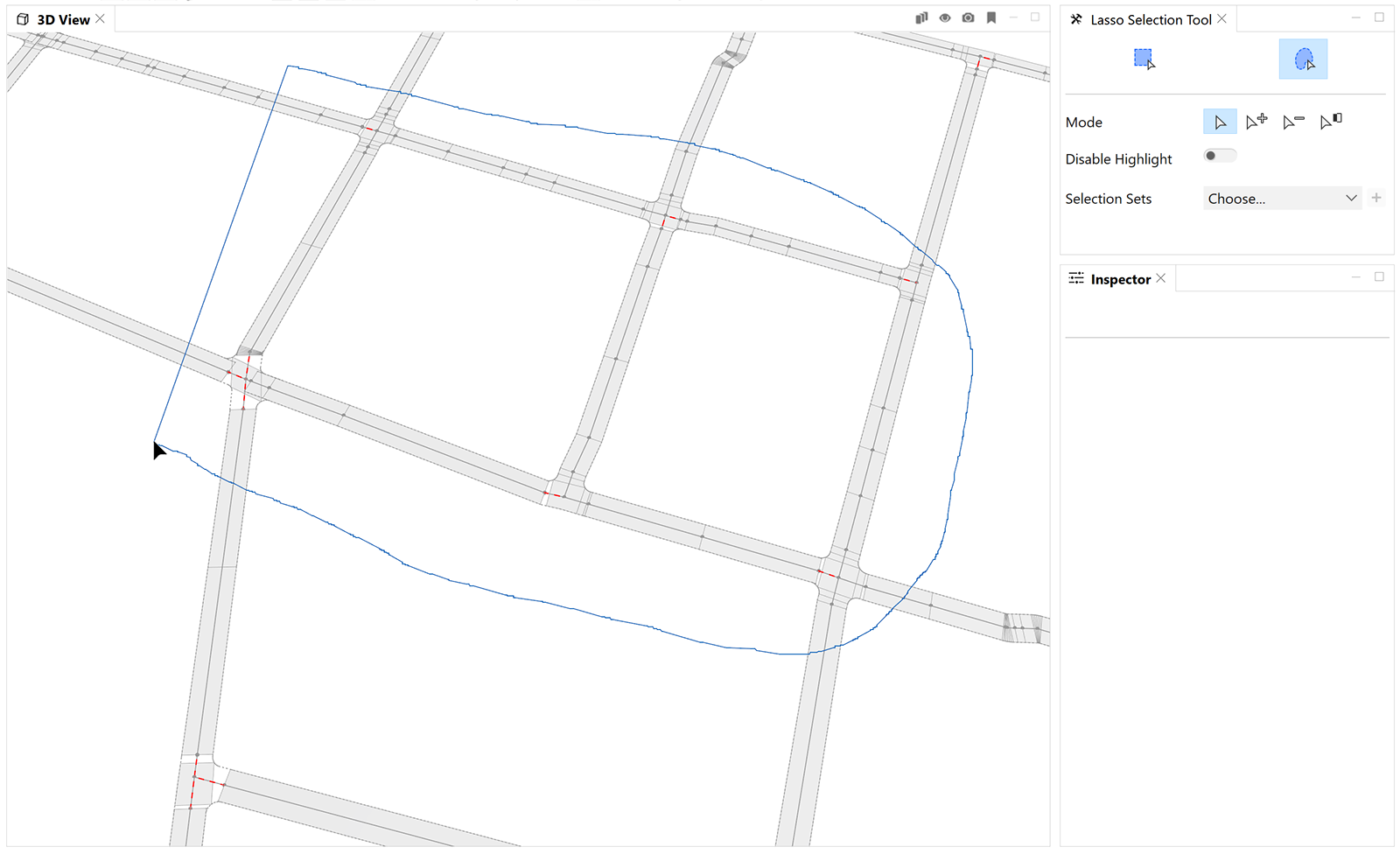 Select streets with Lasso Selection tool