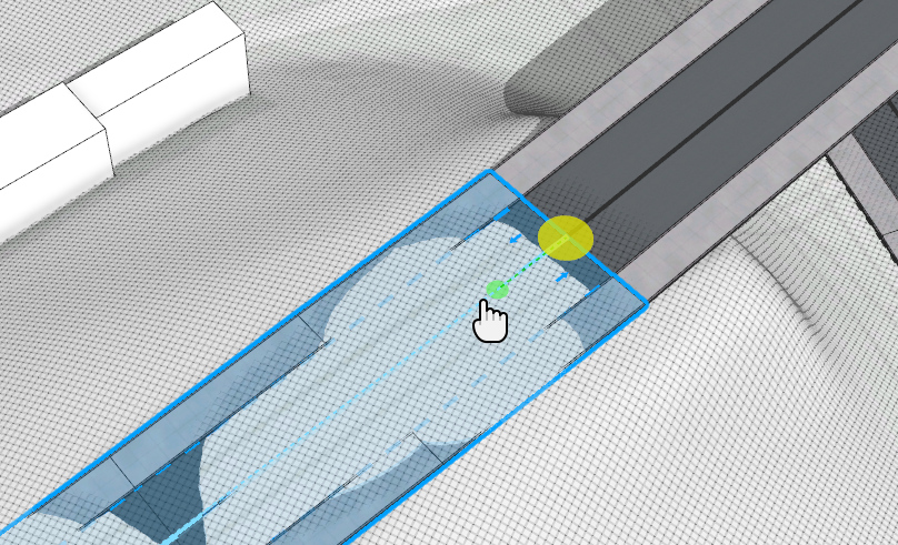 Adjusting the curve with green handles