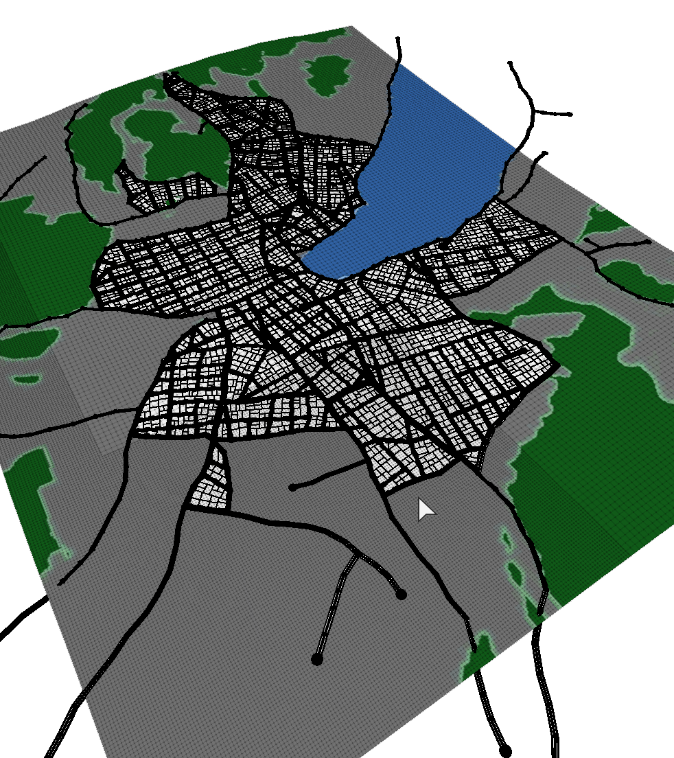 Streets adjusted by obstacle map