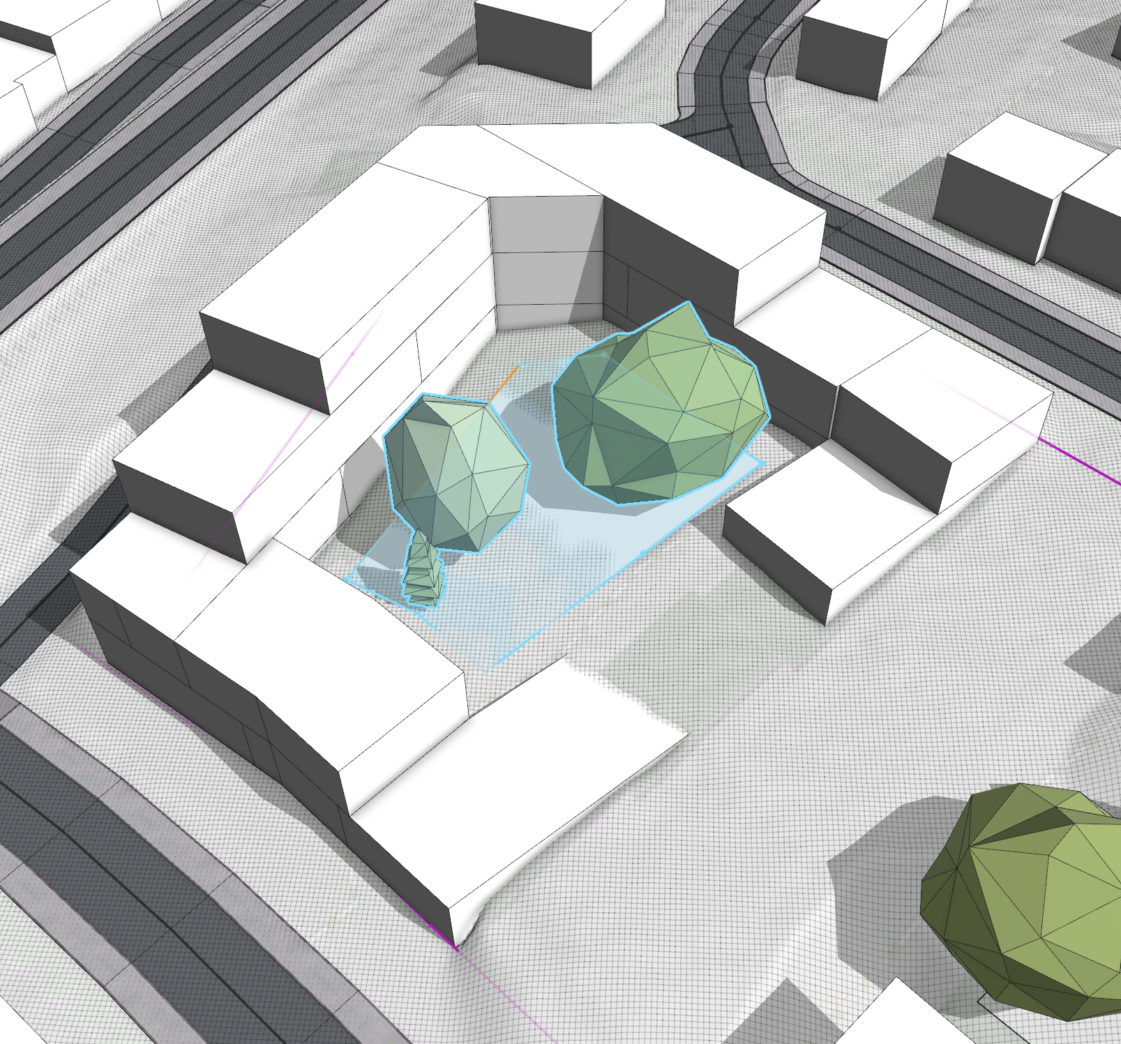 Vegetation placed in Section A