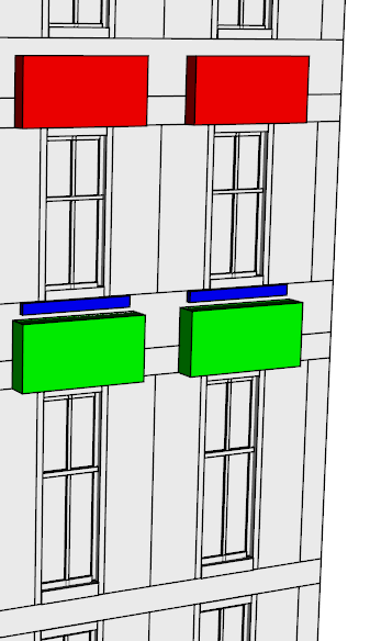 Close-up view of generated window ornaments