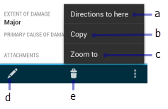 Feature actions toolbar available from a feature's details