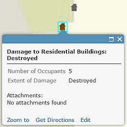 The customized pop-up for a damage assessment